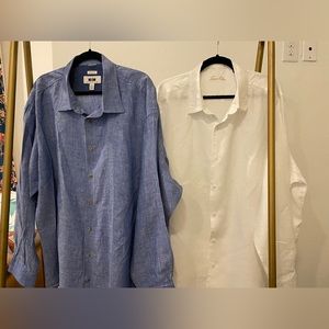 2 Mens 3XL Linen Long Sleeve Shirts